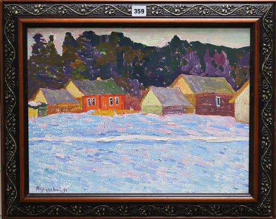 Yuri Matushevski, landscape, oil, dated 1964, signed 37 x 49cm